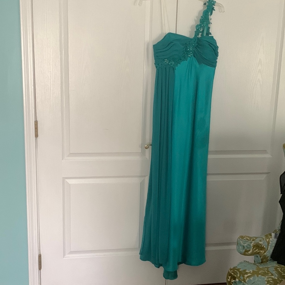 Teal One Shoulder Gown